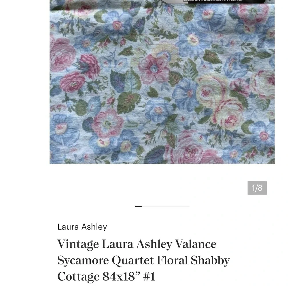 Vintage Laura Ashley Valance Sycamore Quartet Floral Pink Blue 84x18 Made in USA